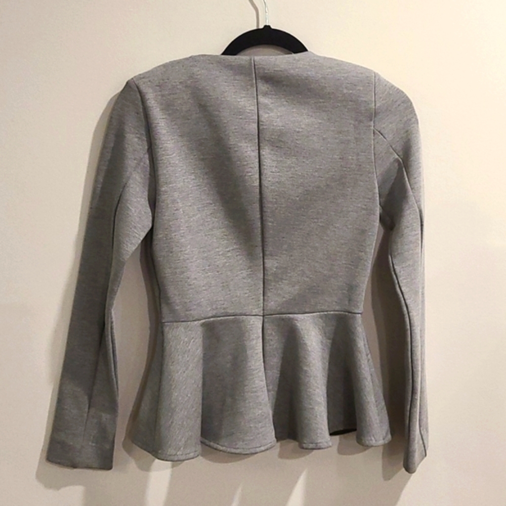 Topshop grey zippered Peplum top - Picture 6 of 7